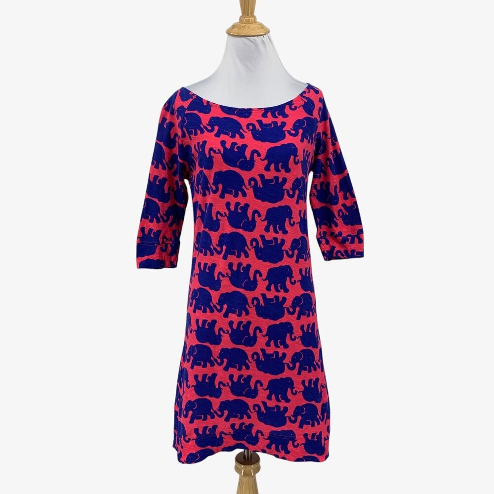 Lilly Pulitzer Dress Women XS Extra Small Tusk In Sun Elephant Print Cassie Mini